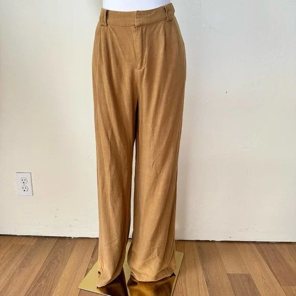12th Tribe Little Secrets Mocha Linen Trousers Size Large - Picture 8 of 15